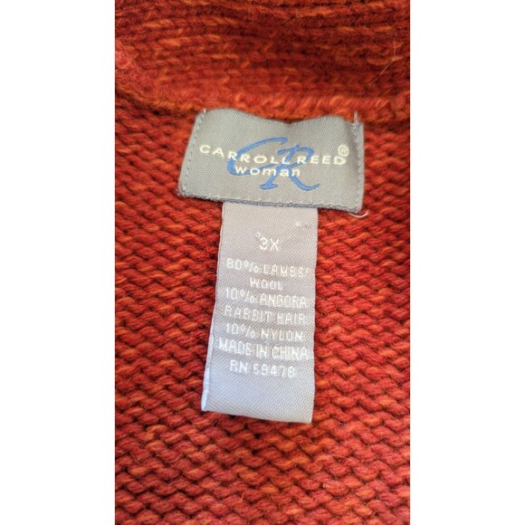 Women's Cardigan Sweater 3X Lambs Wool Angora Thick One Button Shawl Collar Rust - Picture 7 of 10